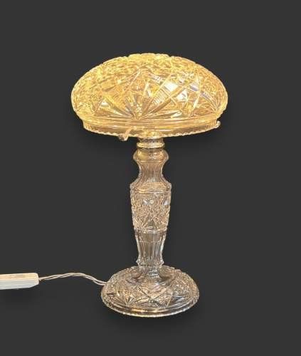 A Stunning Cut Glass Mushroom Table Lamp