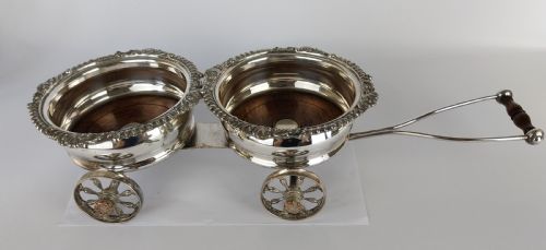 VICTORIAN SILVER PLATED WINE BOTTLE COASTER ELEGANT ANTIQUE DINING TABLE CENTREPIECE - ADDITIONAL PHOTO 14