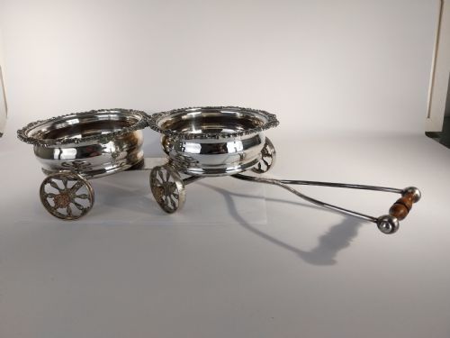 VICTORIAN SILVER PLATED WINE BOTTLE COASTER ELEGANT ANTIQUE DINING TABLE CENTREPIECE - ADDITIONAL PHOTO 15