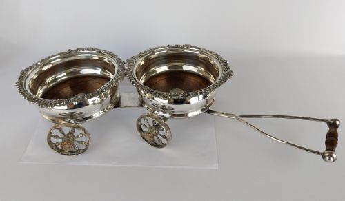 VICTORIAN SILVER PLATED WINE BOTTLE COASTER ELEGANT ANTIQUE DINING TABLE CENTREPIECE - ADDITIONAL PHOTO 16