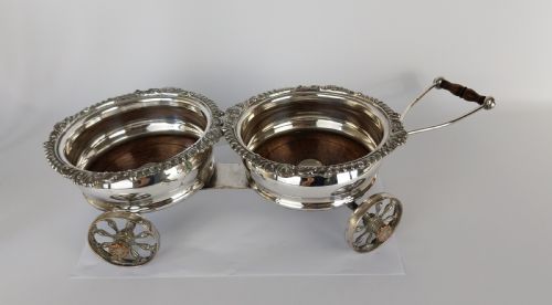 VICTORIAN SILVER PLATED WINE BOTTLE COASTER ELEGANT ANTIQUE DINING TABLE CENTREPIECE - ADDITIONAL PHOTO 22