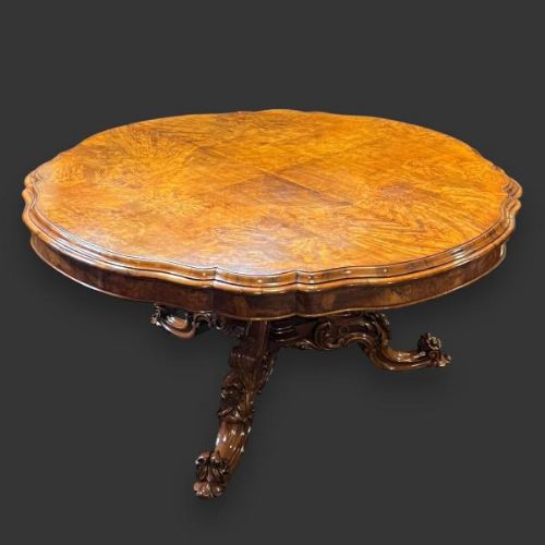 Victorian Burr Walnut Dining Table