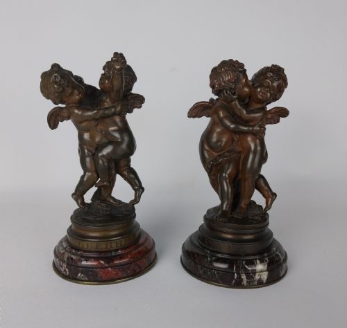 Pair of Cherub Bronze Sculptures