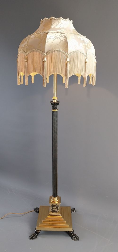 ANTIQUE GILT BRONZE FLOOR STANDARD LAMP - ADDITIONAL PHOTO 9