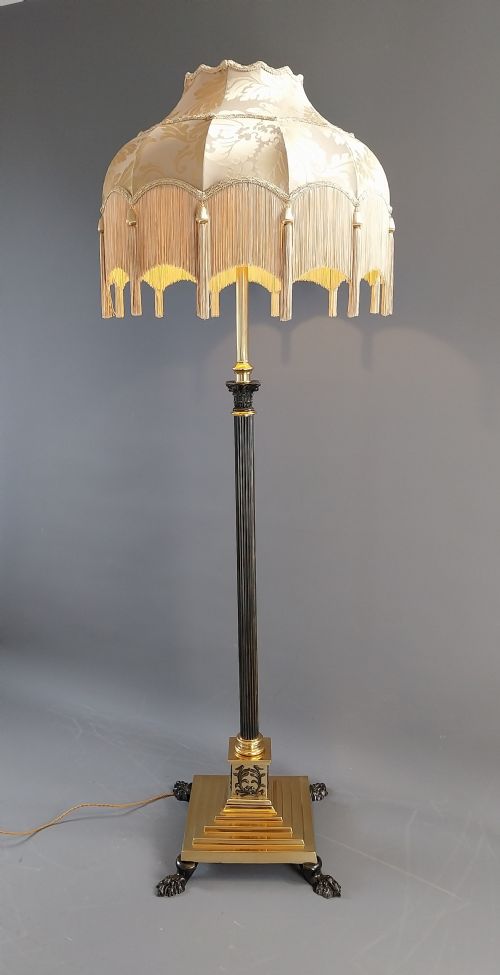 ANTIQUE GILT BRONZE FLOOR STANDARD LAMP - ADDITIONAL PHOTO 10