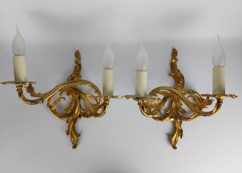 Pair of Gilt Bronze Wall Lights