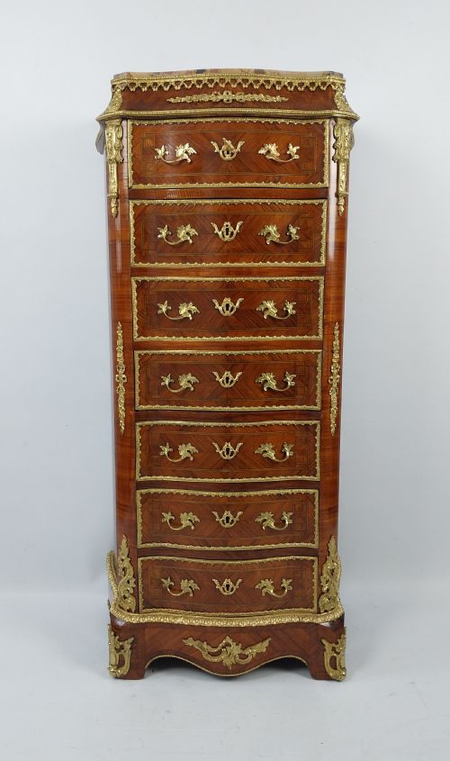 19TH CENTURY FRENCH TALL CHEST OF DRAWERS WITH GILT BRONZE MOUNTS - ADDITIONAL PHOTO 3