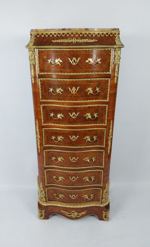 19TH CENTURY FRENCH TALL CHEST OF DRAWERS WITH GILT BRONZE MOUNTS - ADDITIONAL PHOTO 2