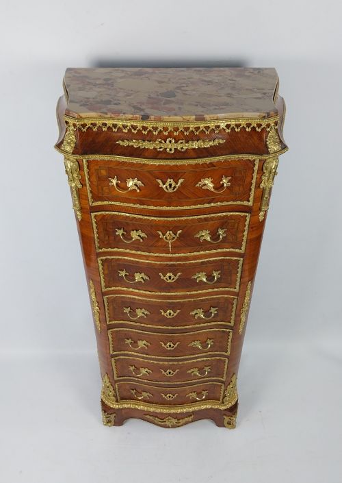 19TH CENTURY FRENCH TALL CHEST OF DRAWERS WITH GILT BRONZE MOUNTS - ADDITIONAL PHOTO 4