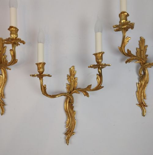 fig 1. Set of three Gilt Bronze Wall Lights