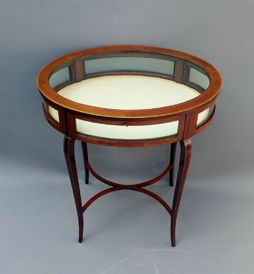 EDWARDIAN MAHOGANY INLAID BIJOUTERIE DISPLAY TABLE - ADDITIONAL PHOTO 1