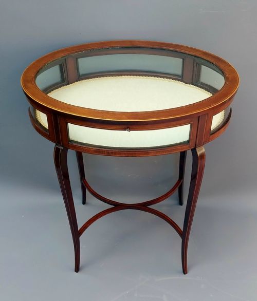 EDWARDIAN MAHOGANY INLAID BIJOUTERIE DISPLAY TABLE - ADDITIONAL PHOTO 2