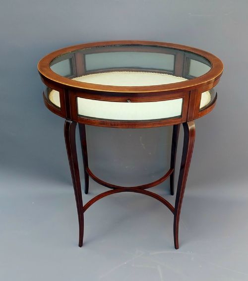 EDWARDIAN MAHOGANY INLAID BIJOUTERIE DISPLAY TABLE - ADDITIONAL PHOTO 3