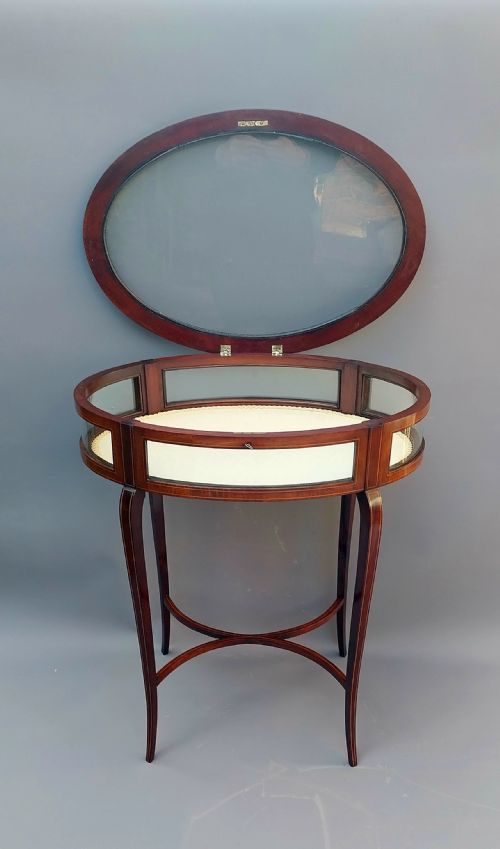 EDWARDIAN MAHOGANY INLAID BIJOUTERIE DISPLAY TABLE - ADDITIONAL PHOTO 6
