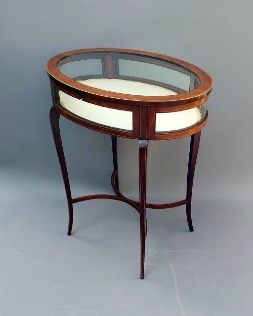 EDWARDIAN MAHOGANY INLAID BIJOUTERIE DISPLAY TABLE - ADDITIONAL PHOTO 9
