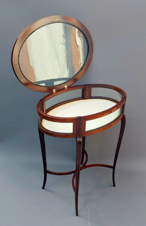 EDWARDIAN MAHOGANY INLAID BIJOUTERIE DISPLAY TABLE - ADDITIONAL PHOTO 13