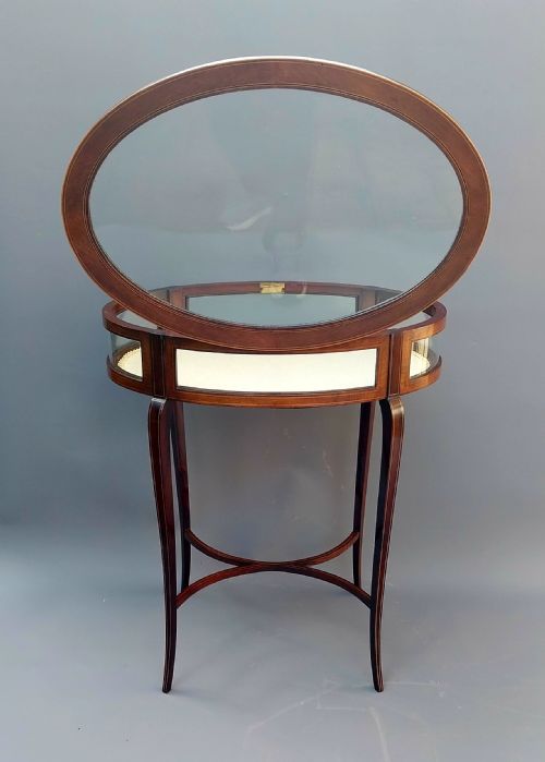 EDWARDIAN MAHOGANY INLAID BIJOUTERIE DISPLAY TABLE - ADDITIONAL PHOTO 14