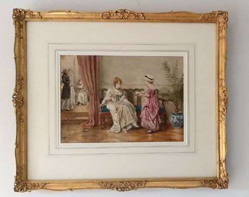 George Goodwin Kilburne Watercolour "Repairing the Damages"