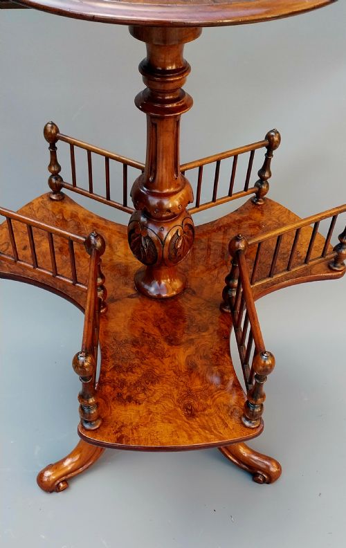VICTORIAN WALNUT REVOLVING BOOK OCCASIONAL TABLE WITH CANDLE SCONCE - ADDITIONAL PHOTO 3