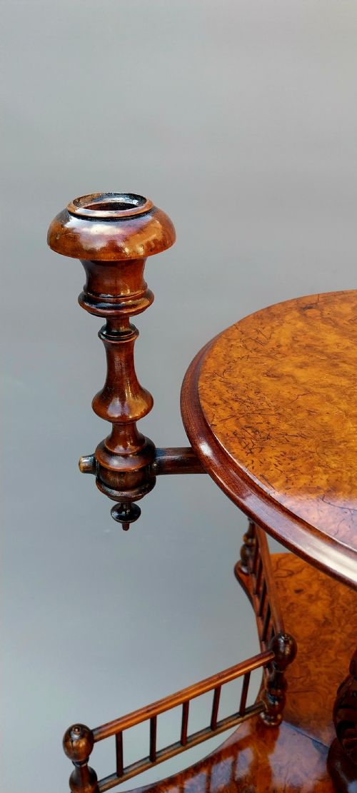 VICTORIAN WALNUT REVOLVING BOOK OCCASIONAL TABLE WITH CANDLE SCONCE - ADDITIONAL PHOTO 4