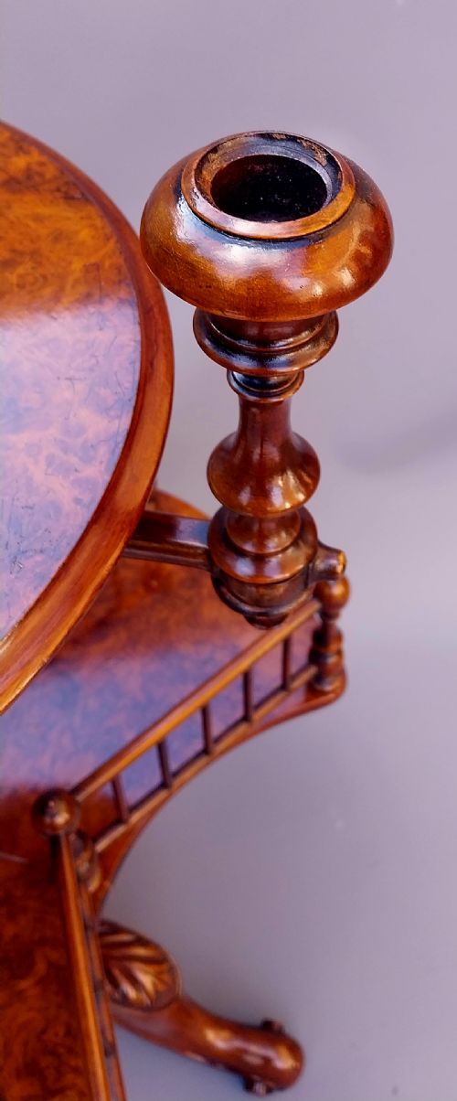 VICTORIAN WALNUT REVOLVING BOOK OCCASIONAL TABLE WITH CANDLE SCONCE - ADDITIONAL PHOTO 6