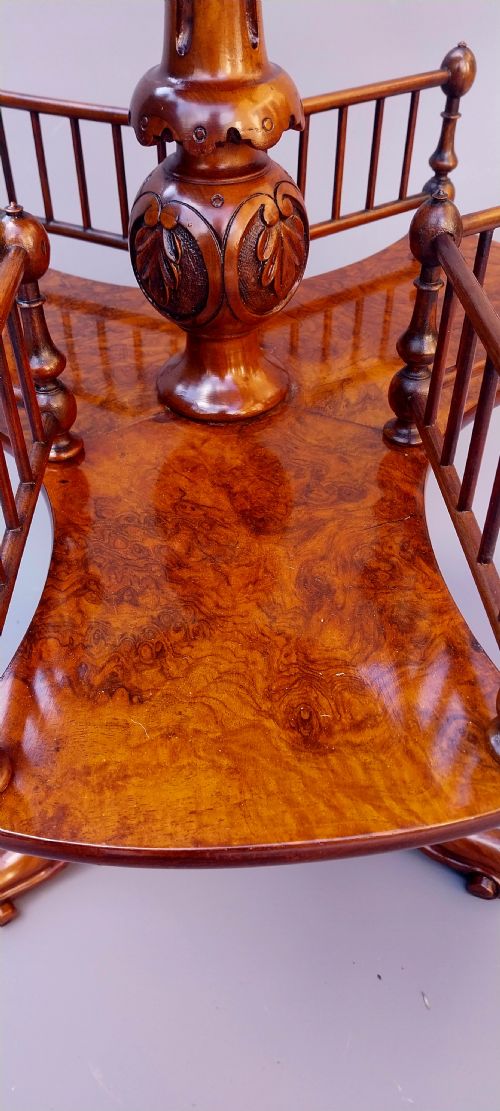 VICTORIAN WALNUT REVOLVING BOOK OCCASIONAL TABLE WITH CANDLE SCONCE - ADDITIONAL PHOTO 8