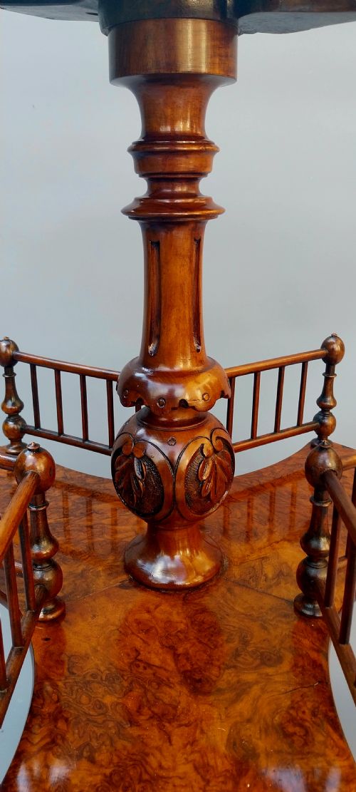 VICTORIAN WALNUT REVOLVING BOOK OCCASIONAL TABLE WITH CANDLE SCONCE - ADDITIONAL PHOTO 9