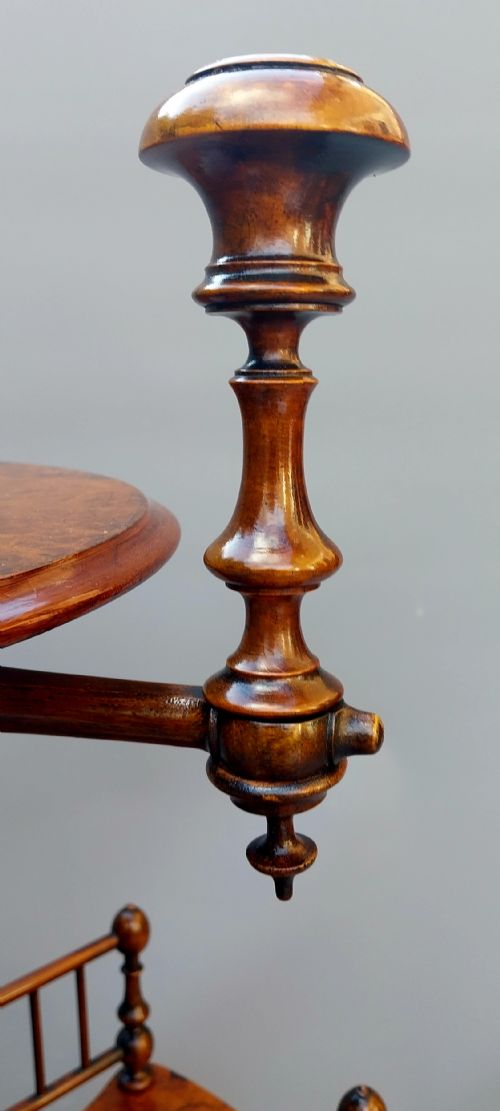 VICTORIAN WALNUT REVOLVING BOOK OCCASIONAL TABLE WITH CANDLE SCONCE - ADDITIONAL PHOTO 10