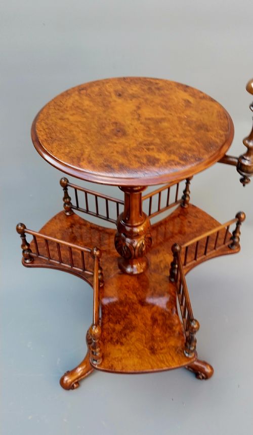 VICTORIAN WALNUT REVOLVING BOOK OCCASIONAL TABLE WITH CANDLE SCONCE - ADDITIONAL PHOTO 11