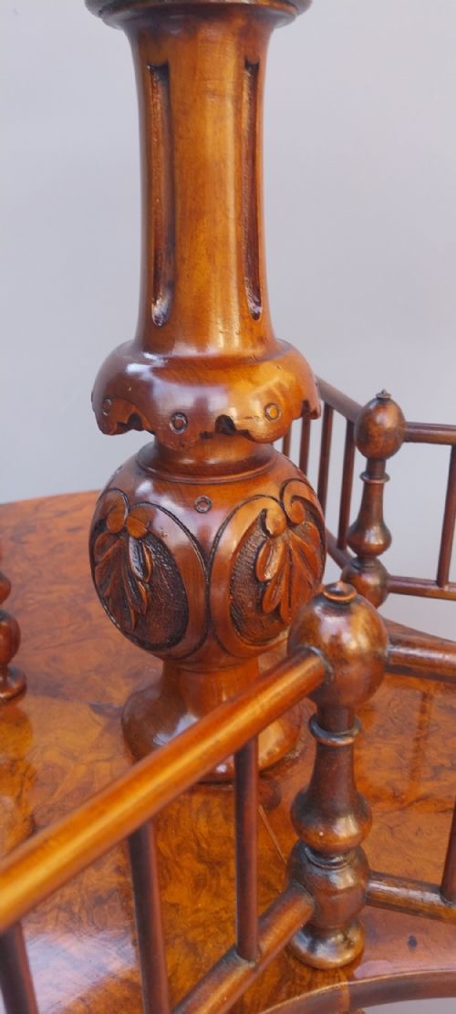 VICTORIAN WALNUT REVOLVING BOOK OCCASIONAL TABLE WITH CANDLE SCONCE - ADDITIONAL PHOTO 14