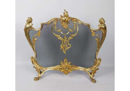 A FINE 19TH CENTURY FRENCH GILT BRONZE FIRE SCREEN BOUHON FRRES