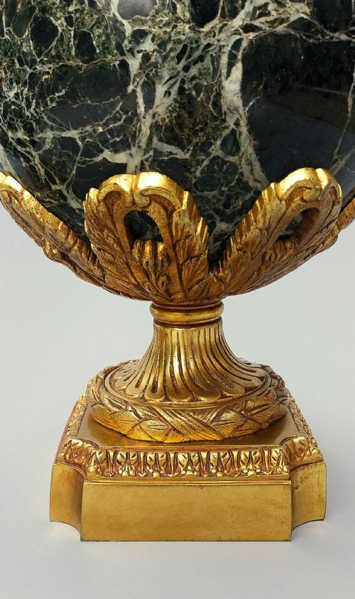 LARGE PAIR OF GREEN FRENCH MARBLE CASSOLETTES FRENCH 19TH CENTURY LOUIS XVI STYLE - ADDITIONAL PHOTO 12
