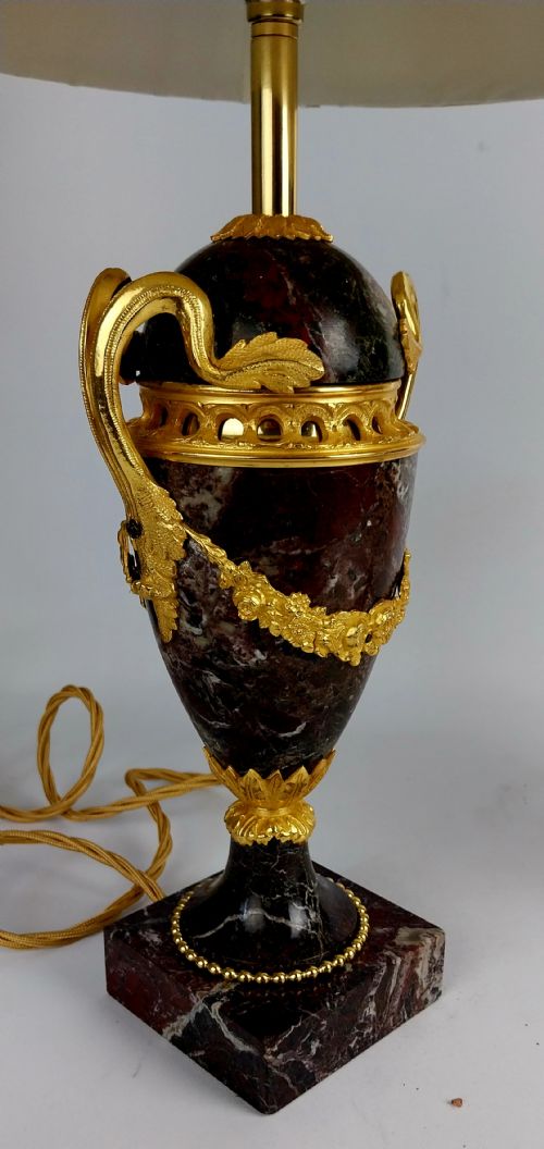 A PAIR OF LATE 19THCENTURY ELEGANT FRENCH MARBLE TABLE LAMPS - ADDITIONAL PHOTO 6