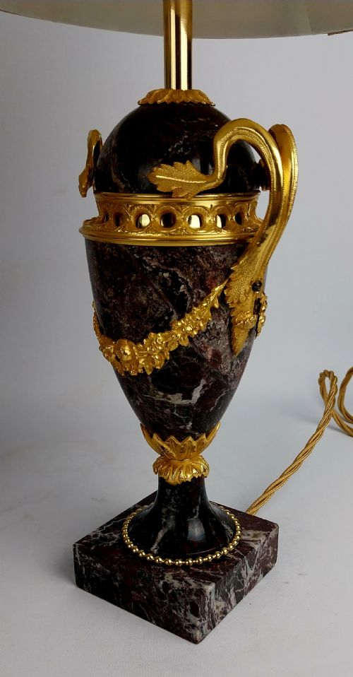 A PAIR OF LATE 19THCENTURY ELEGANT FRENCH MARBLE TABLE LAMPS - ADDITIONAL PHOTO 7