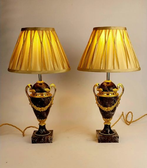 A PAIR OF LATE 19THCENTURY ELEGANT FRENCH MARBLE TABLE LAMPS - ADDITIONAL PHOTO 9