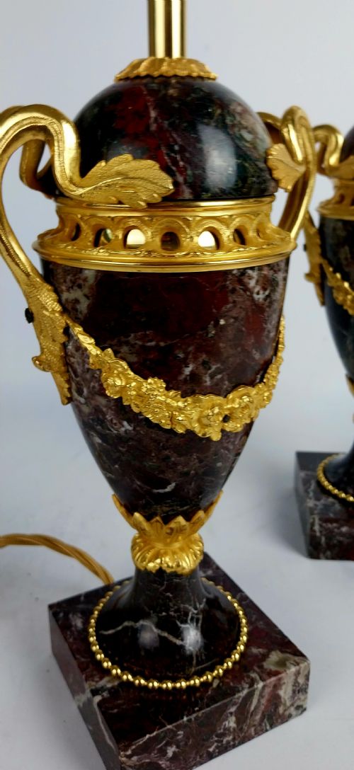 A PAIR OF LATE 19THCENTURY ELEGANT FRENCH MARBLE TABLE LAMPS - ADDITIONAL PHOTO 11