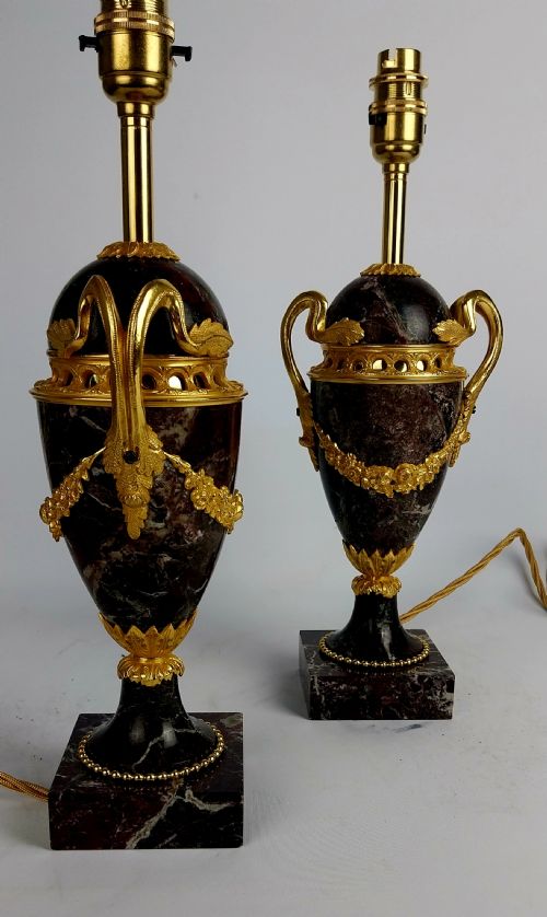 A PAIR OF LATE 19THCENTURY ELEGANT FRENCH MARBLE TABLE LAMPS - ADDITIONAL PHOTO 12