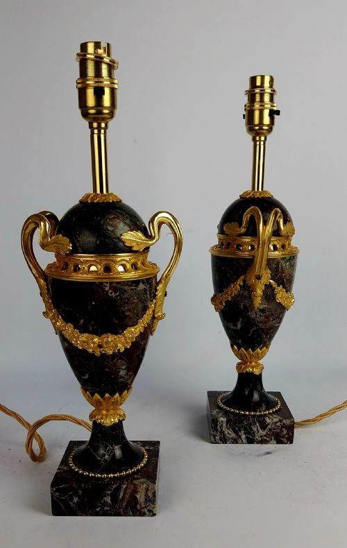 A PAIR OF LATE 19THCENTURY ELEGANT FRENCH MARBLE TABLE LAMPS - ADDITIONAL PHOTO 13