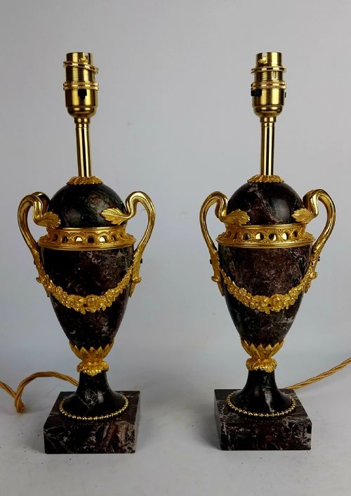 A PAIR OF LATE 19THCENTURY ELEGANT FRENCH MARBLE TABLE LAMPS - ADDITIONAL PHOTO 16