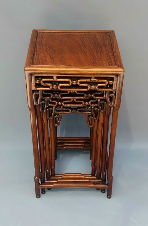 EXCEPTIONAL CHINESE HONGMU ROSEWOOD NEST OF FOUR TABLES CIRCA 1890