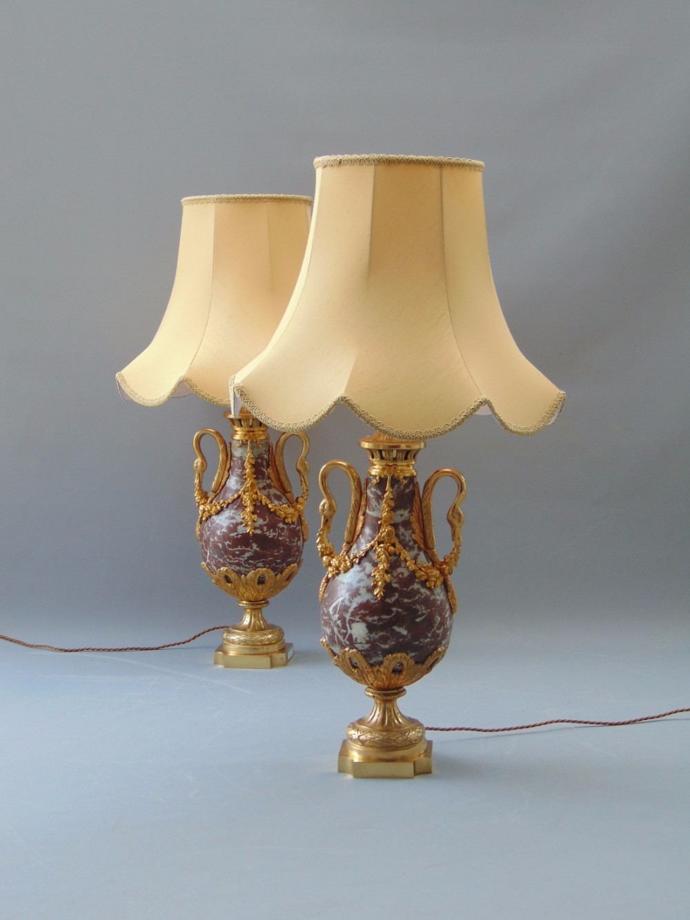 a fabulous pair of marble table lamps 