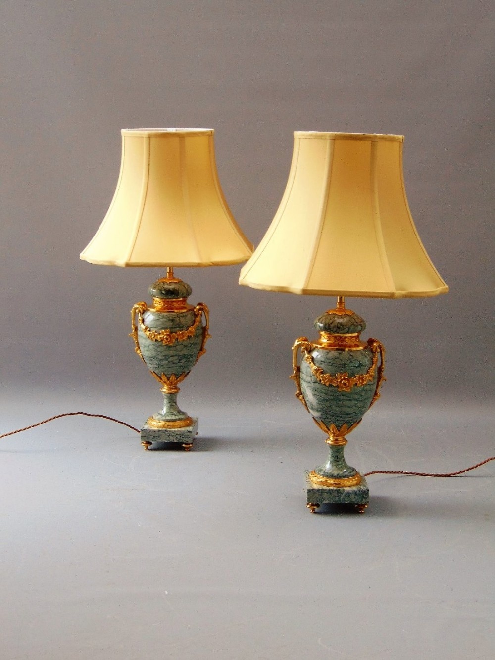 A quality Pair of Marble Table Lamps  Louis XVI style