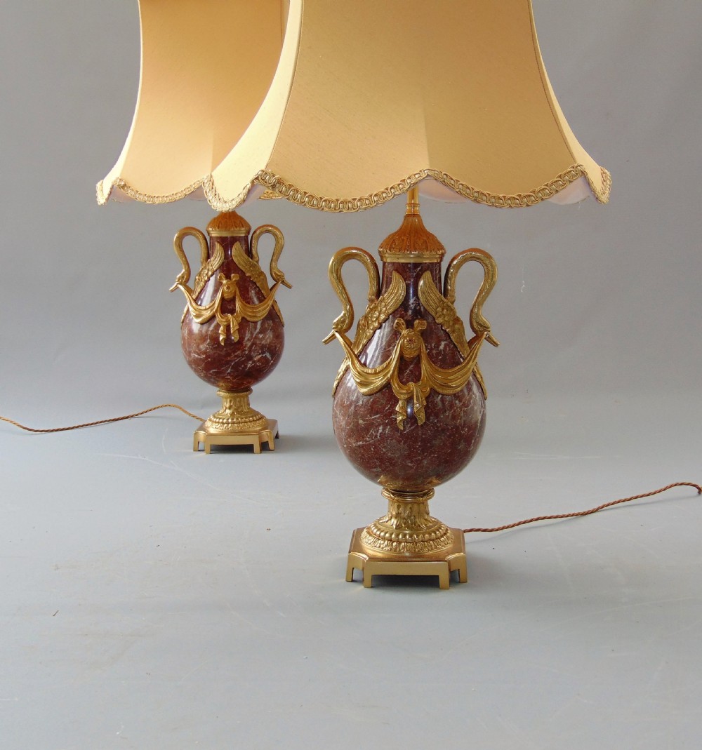 A superb Pair of Marble Table Lamps  View II