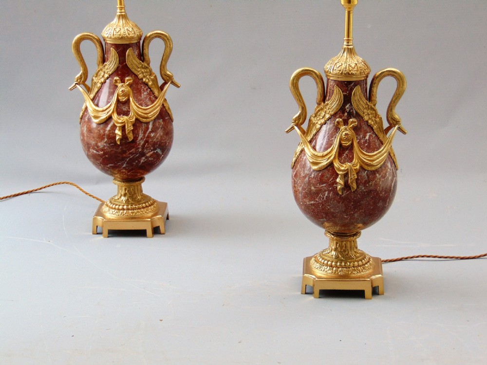 A superb Pair of Marble Table Lamps  View IV