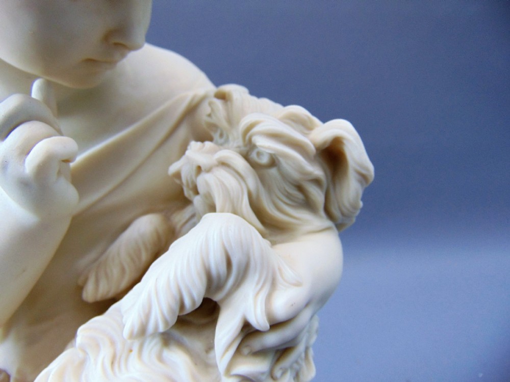 A Large Copeland Parian  figure of a girl holding a dog  View VIII