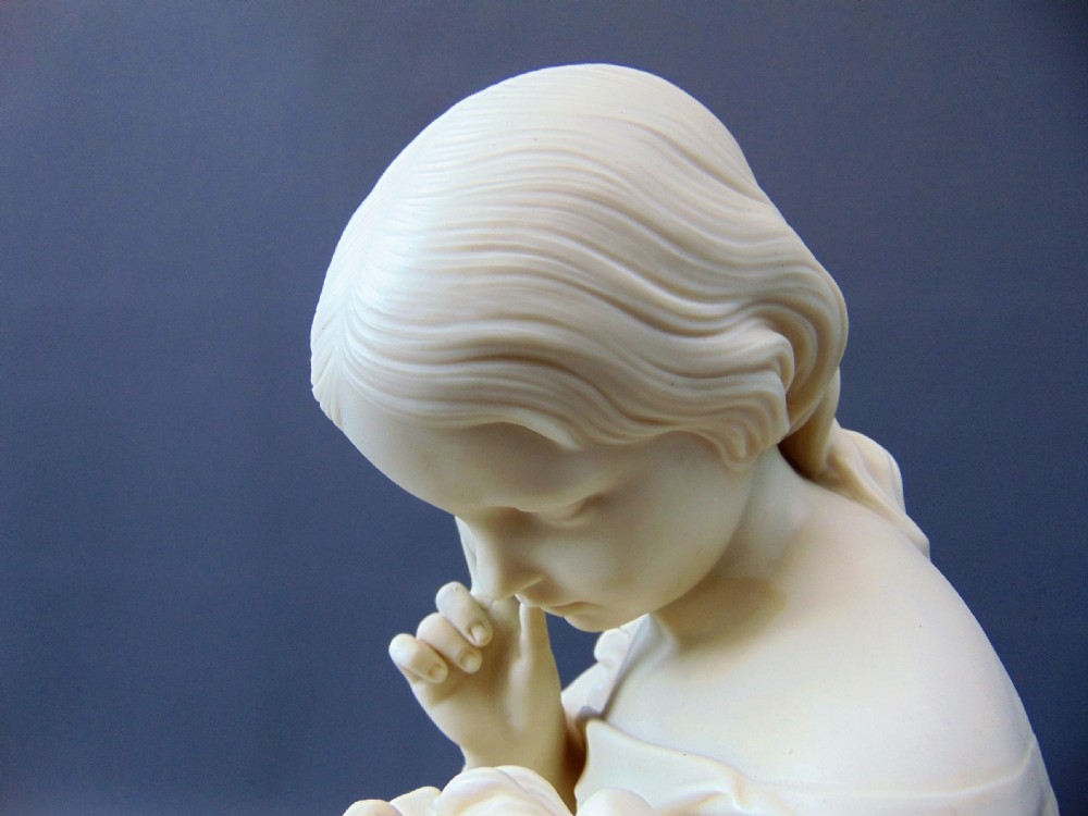 A Large Copeland Parian  figure of a girl holding a dog  View IX