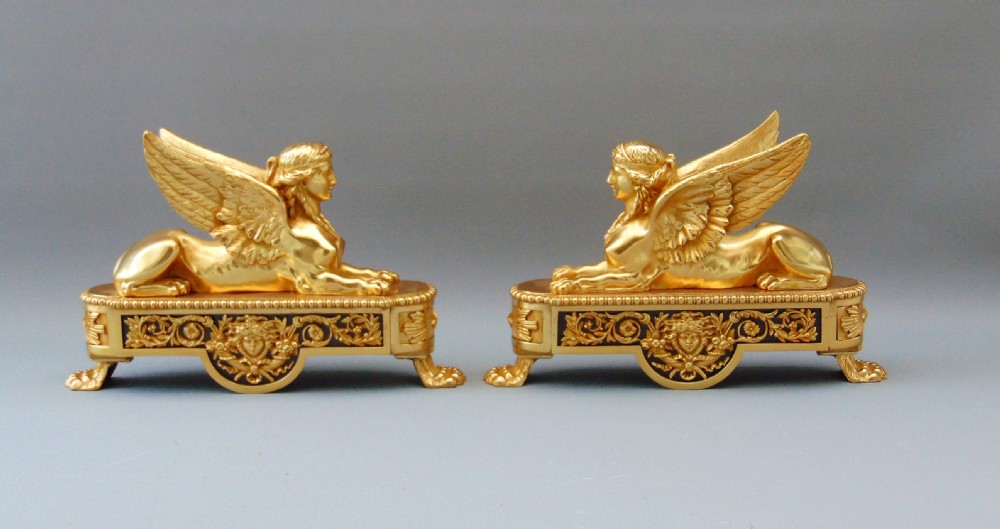 A  superb pair of ormolu chenet andirons  View II