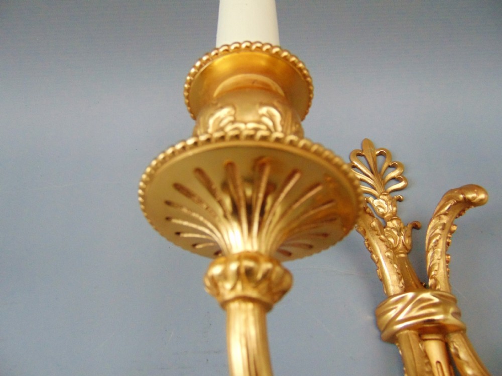 A quality pair of ormolu wall lights sconces  View V
