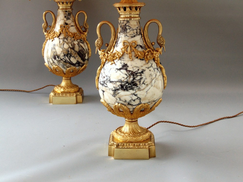 A  Pair of marble table lamps  View II