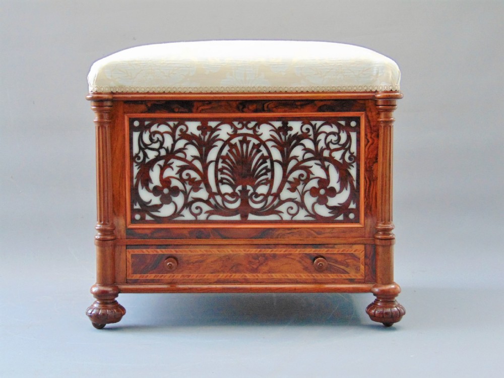 A  Walnut Music Canterbury Stool stamped Gillows 